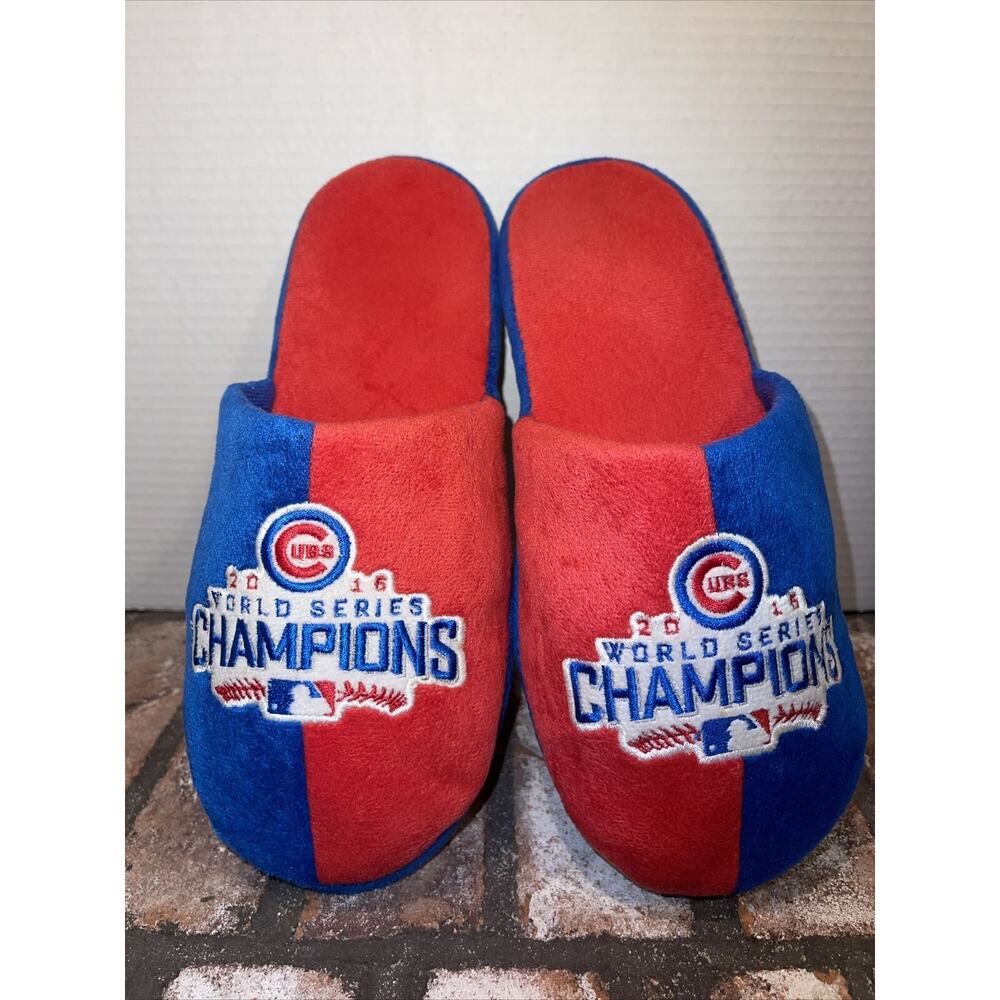 Chicago Cubs 2016 World Series Champions Embroidered Slippers - Size 9-10
